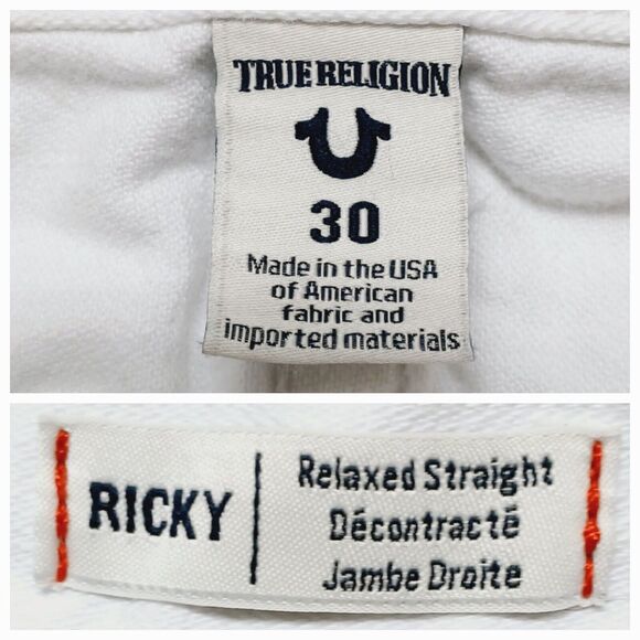 True Religion Ricky W/Flap Men's White Relaxed Straight Denim Shorts Size 30 - Picture 7 of 13